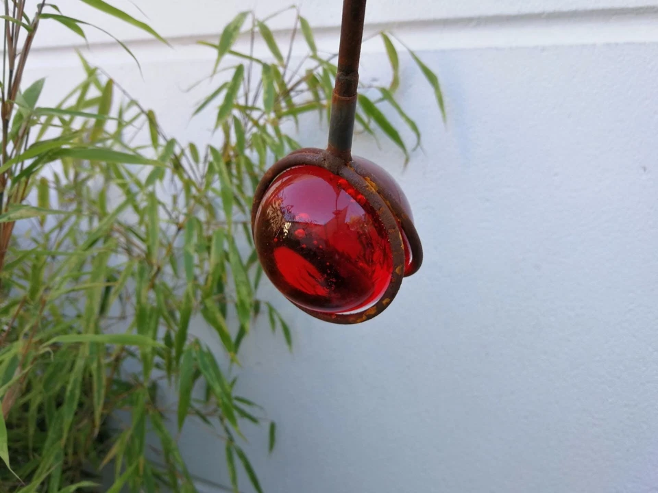 Gartenstecker Rost Beetstecker Garten Glaskugel Glasdeko H150*100cm Metall - Bild 4 von 4