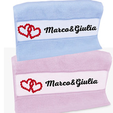 Set Asciugamani da bagno con nomi ricamati per lui lei Idea regalo San Valentino