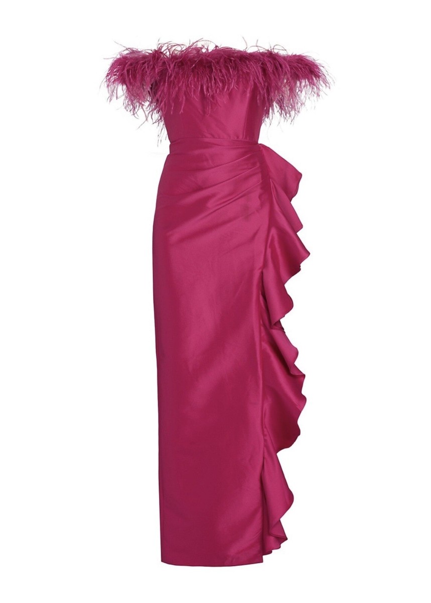 pink ostrich feather dress Luxury Mini Arabic Pink Flower Girl Dress Ostrich Feathers Bow J117 Pink / child-8