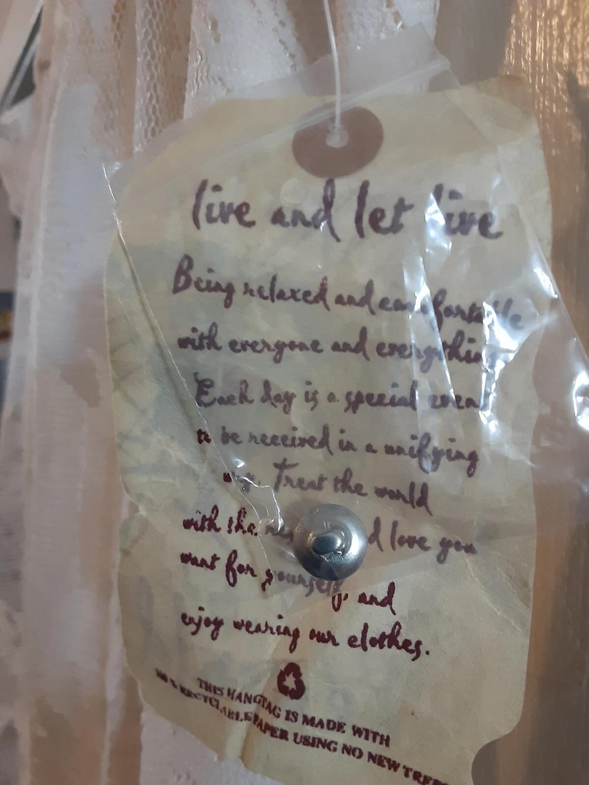 OFF WHITE Abito pizzo One World Live and Let Live foderato senza maniche bianco sporco medio