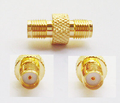1 x Gold SMA Female Jack to SMA Female Jack Double Straight RF Connector Adapter