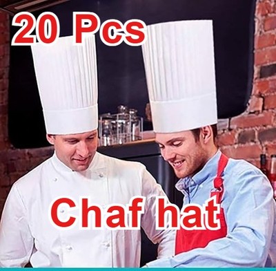 20 Pcs Tall Chef Hat White Adjustable 9''One Size Fits Most
