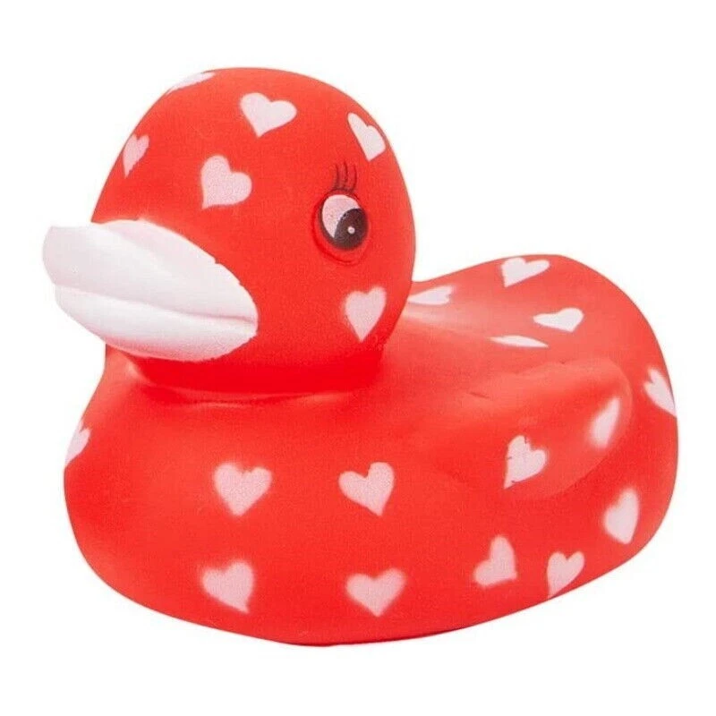 2 X Caoutchouc Canard Paire Rouge et Blanc Amour Cœur Design Bain Jouet - Photo 4/4