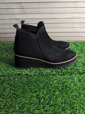 Eileen Fisher Lilou Black Chelsea Nubuck Wedge Bootie Size 9