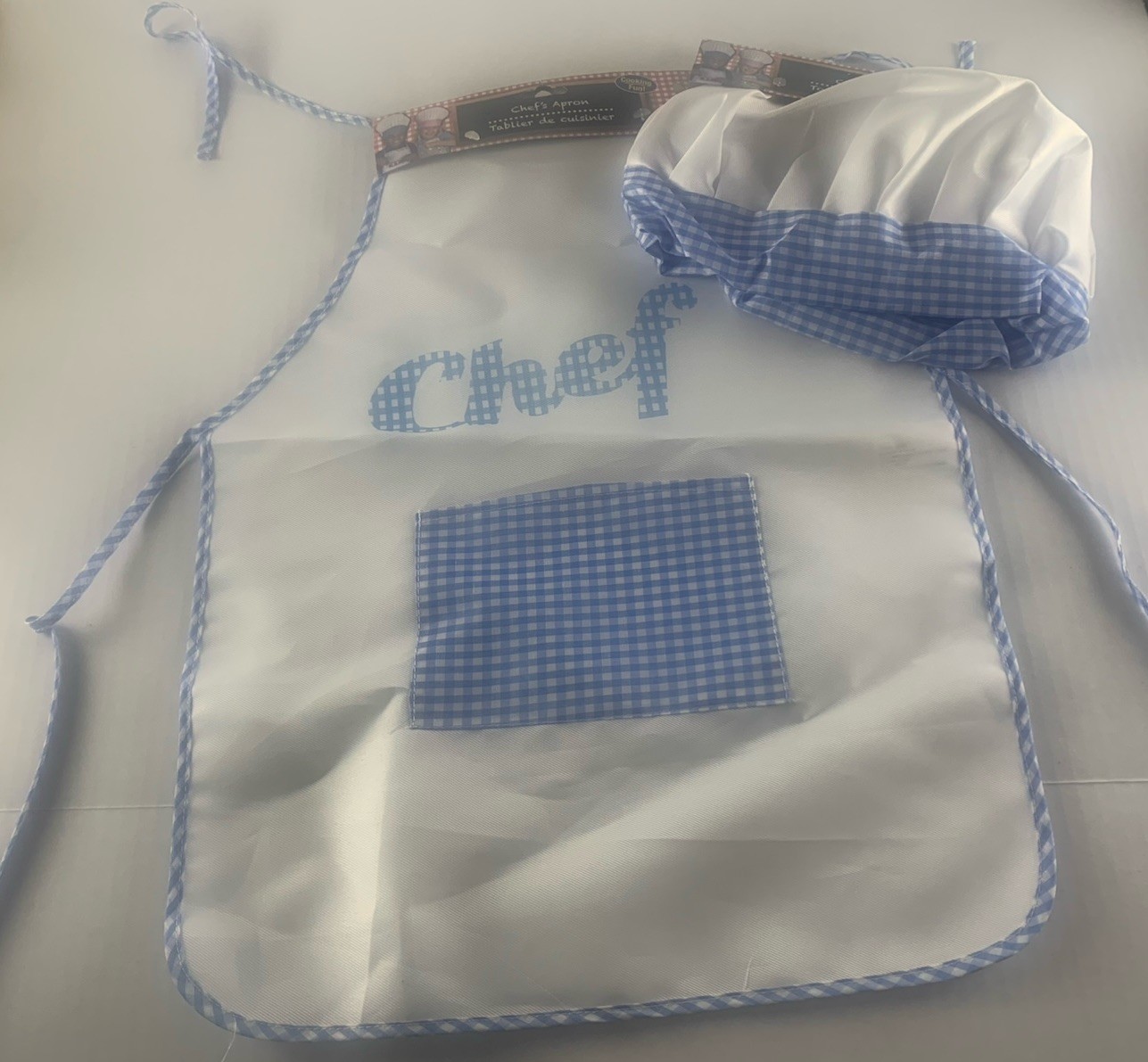 Disfraz de delantal y sombrero de chef para niño juego de vestir niño edad de cocinar 3+ azul