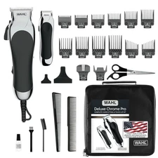 Wahl Clipper USA Deluxe Corded Chrome Pro, Complete Hair and Trimming Kit, Inclu