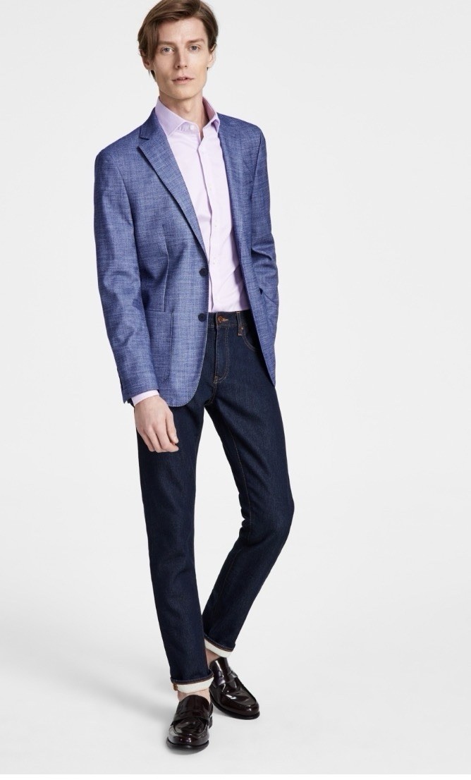 Calvin Klein MEN's Solid Slim-Fit Soft Sport Coat Blue Size- 38 Regular