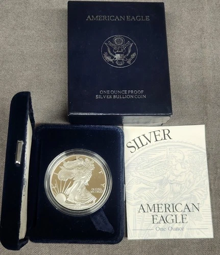 1997-P Proof American Silver Eagle Dollar $1 Box & COA US Mint Bullion OGP