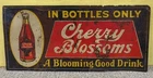 Vintage 1920’s Cherry Blossoms Soda Tin Embossed Metal Sign w Bottle Coke
