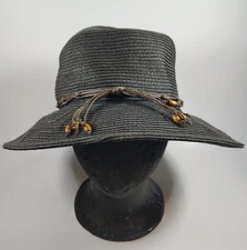 Sun N Sand Hat Boho Bohemian Shell Wood 7.5" Diameter Summer Beach Garden