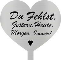 Grabschmuck Wetterfest Herz Grabstecker Edelstahl Mit Spruch Du Fehlst. Gestern.