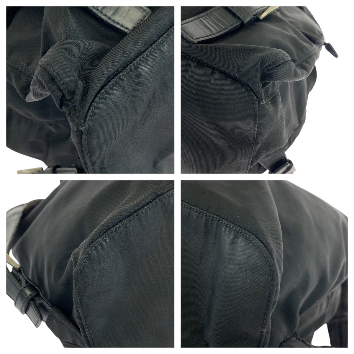 PRADA Tessuto Triangle Logo Plate Black Silver Hardware Nylon Leather Rucksack D thumbnail 3