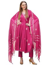 Women's Rayon Viscose Anarkali Printed Kurta with Pant Dupatta