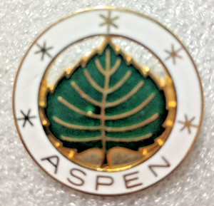 Aspen Leaf Lodge Colorado Skiing Lapel Pin Vintage Enamel