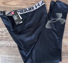 NWT Under Armour Boys YXL Black/Gray Cold Gear Baselayer Fitted Pants XL