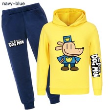 Kids World Book Day DOG MAN Casual Hoodie Tracksuit Set Hooded Top Pants Suit