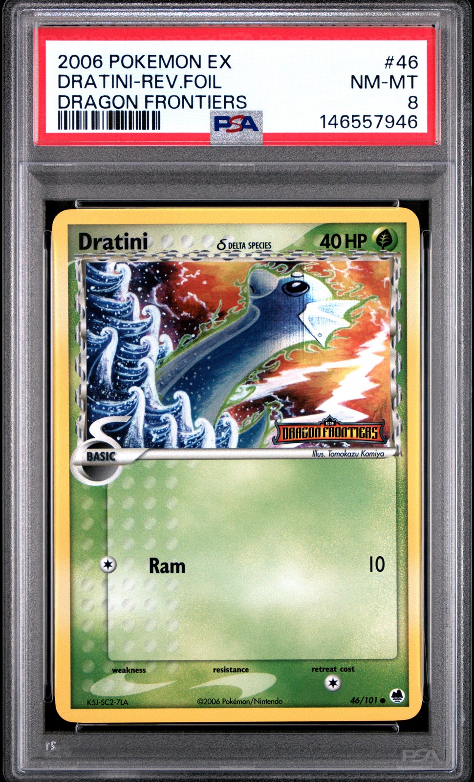 2006 POKEMON EX DRAGON FRONTIERS #46 DRATINI-REVERSE FOIL PSA 8