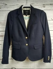 J.Crew Schoolboy Blazer In Navy Wool Blend W/ Gold Buttons Single Breasted Sz 6