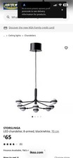 Ikea STORSLINGA LED chandelier, 8-armed, black/white 1100 Lumen 27 ½ x 11 ½ "