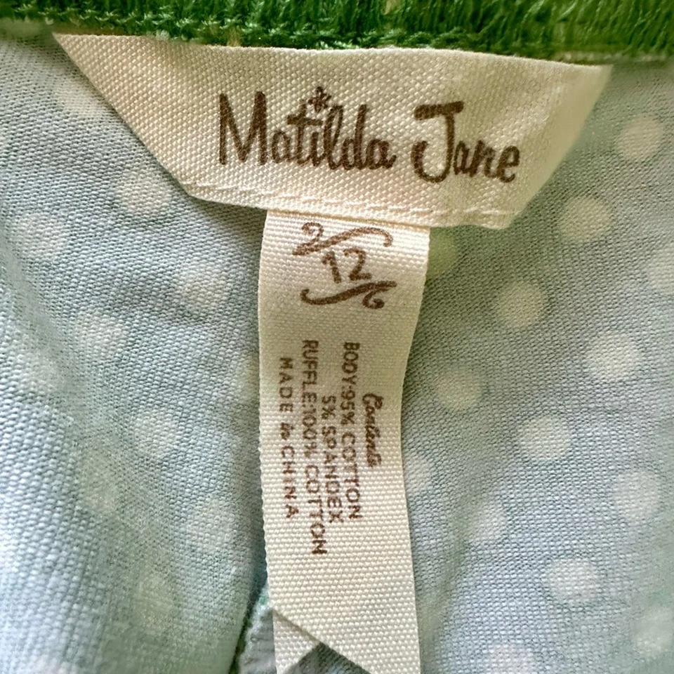 Maglia corta Matilda Jane Camp MJC Cross Country Shortie 12 verde a pois con volant - Immagine 4 di 4