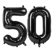 Black 50 Balloon - Number Balloon 40 Inch, 50th Black Birthday Decorations
