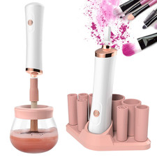 Upgraded Electric Makeup Brush Cleaner  Dryer w/ 8 Rubber Collars Automatic