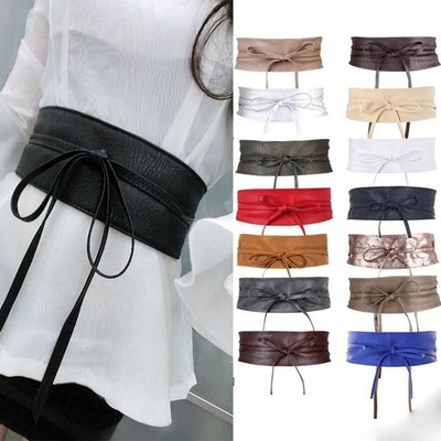 Leder Damen Hüftgürtel Taillengürtel Wide Wickelgürtel Bindegürtel 220CM Gürtel