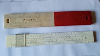 ARISTO TRILOG Nr.0908 Vintage slide rule MATHEMATICS CALCULATOR Germany CASE