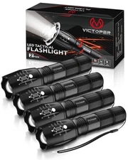 Victoper LED Flashlight 4 Pack Bright Tactical Torch High Lumens with 5 Modes...