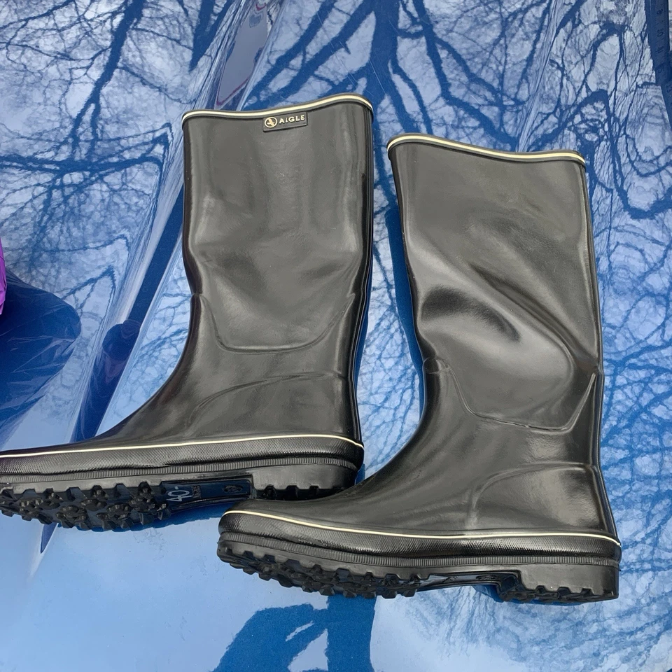 Botas de lluvia Aigle usadas en excelente estado campo francés Gorpcore pescador talla 36 EE. UU. 5,5 Foto 2 de 4