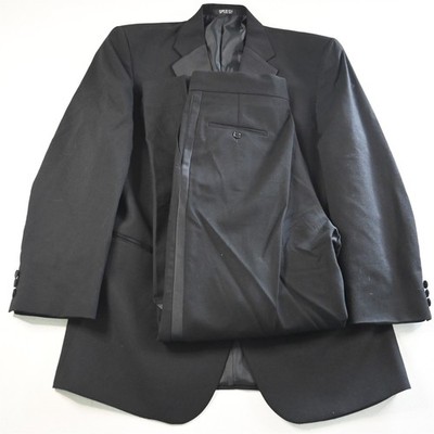 Vtg USA Made Jos A Bank 43R 31x32 Black 100% Wool Boxy Mens Jacket 