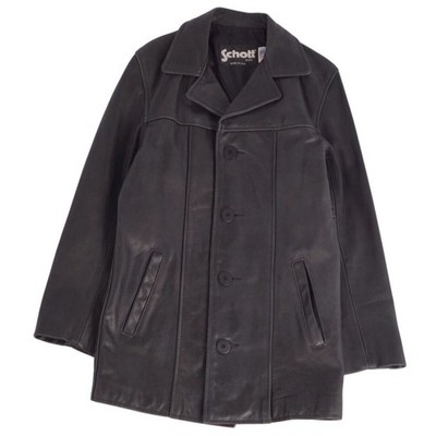 Schott Coat Leather Car Outerwear Men's XS Black Used MOLO-0