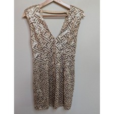 Forever 21 Exclusive Gold Champagne Sequin Geometric Mini Dress Medium