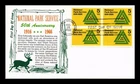 US COVER NATIONAL PARK SERVICE 50TH ANNIVERSARY FDC SCOTT 1314 BLOCK OF 4