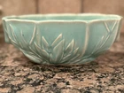 Vintage 1940s NM McCoy Art Pottery Pastel Turquoise Lily Flower Console Planter