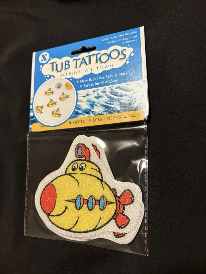 Slip X Solutions Tub Tattoos Adhesive Bath Treads. 10 Piece Yellow Submarine. - Image 2 of 3
