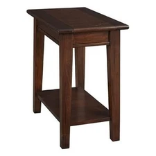 Bowery Hill Transitional Wood End Table with Bottom Shelf in Cherry Brown