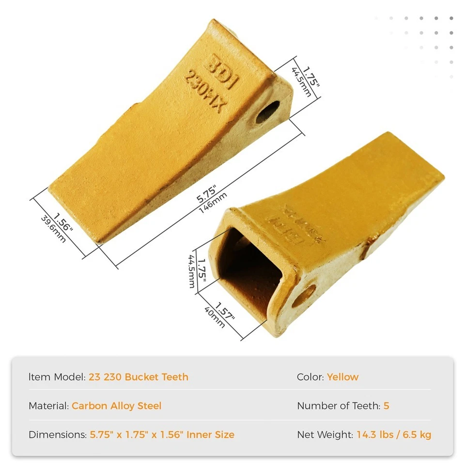 23 230 Series Bucket Teeth 23 230 Bucket Tooth + 23p Flexpin for Excavator -10PK - Image 2 of 4