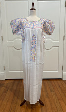 XL San Antonino Maxi Dress, Oaxaca Mexican dress. hand Embroidered. Silk Threads