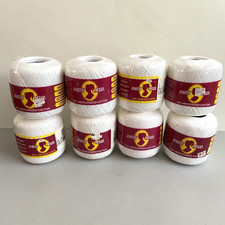 LOT o 8 South Maid Size 10 Mercerized Cotton Crochet Thread White D 54 400 Yards