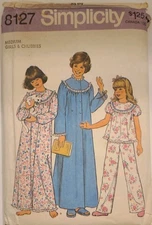 Robe Nightgown Pajama Bottoms Set Simplicity Sewing Pattern 8127 Girls   UC