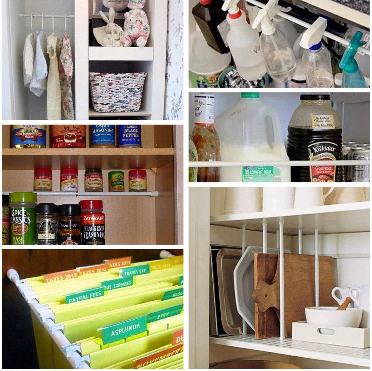 Adjustable Tension Rods Curtains Closets Coat Hanger Shoe Rack No Drill 2Pcs New