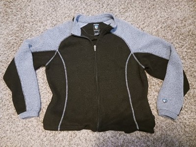 Kuhl Alfpaca Fleece Jacket Sweater Full Zip Womens Size L Dark Brown Gray Canada