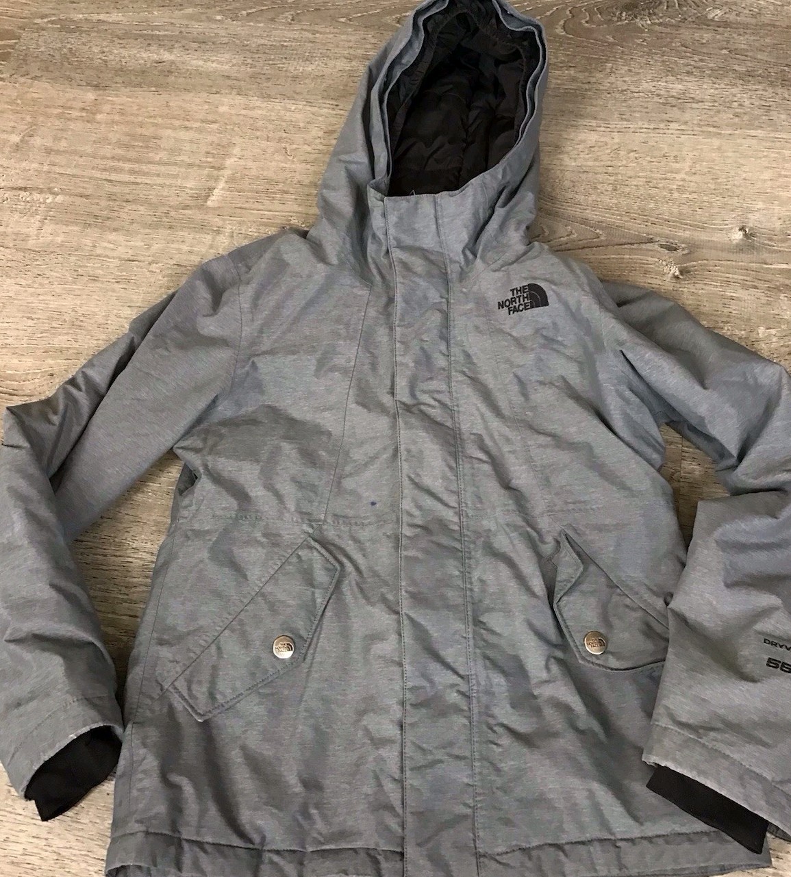 The North Face Youth Girls Size Small 7/8 Dryvent 550 Parka Gray Hooded Coat
