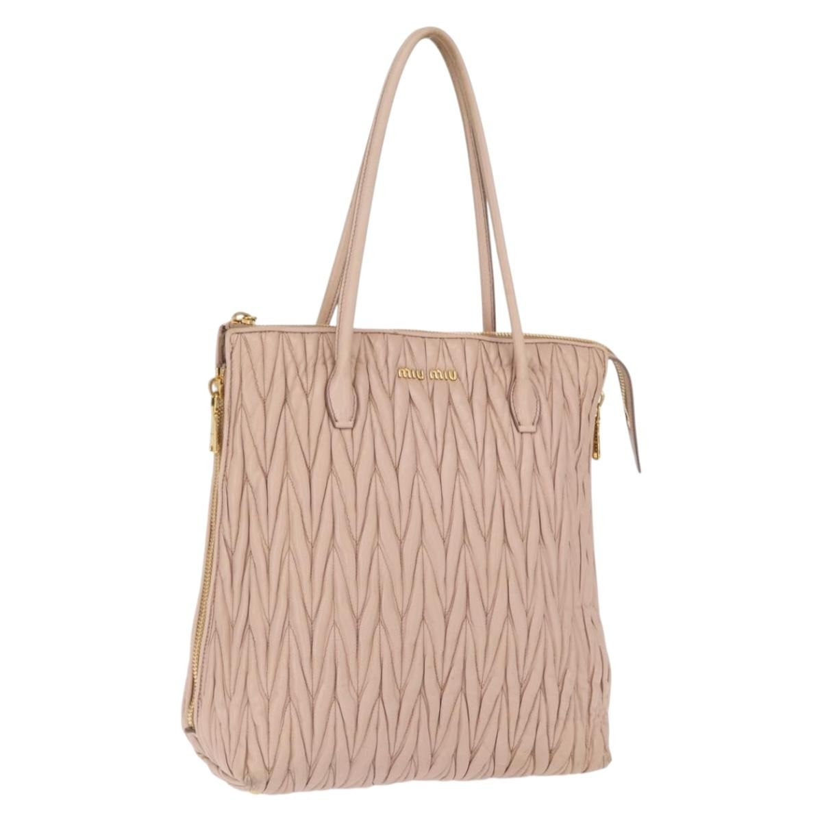 Miu Miu Matelasse Tote Bag Leather Pink Gold Auth 168121 | eBay
