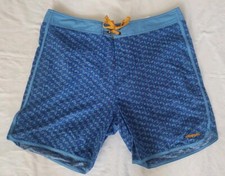 Patagonia Shorts Mens 38 Blue Scallop Hem Wavefarer Board shorts Geometric Beach