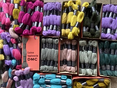 100 Skein Lot Vintage Laine Tapestry Tapisserie DMC Yarn Pure Wool Many Colors