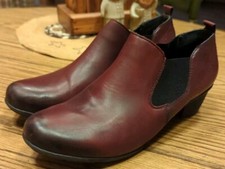 Remonte Red Distressed Leather Heels Slip On Shoes Booties Women's 40/US 8.5