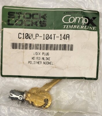 CompX Timberline C104LP Lock Plug In Nickel Finish, Comes With 2 Keys