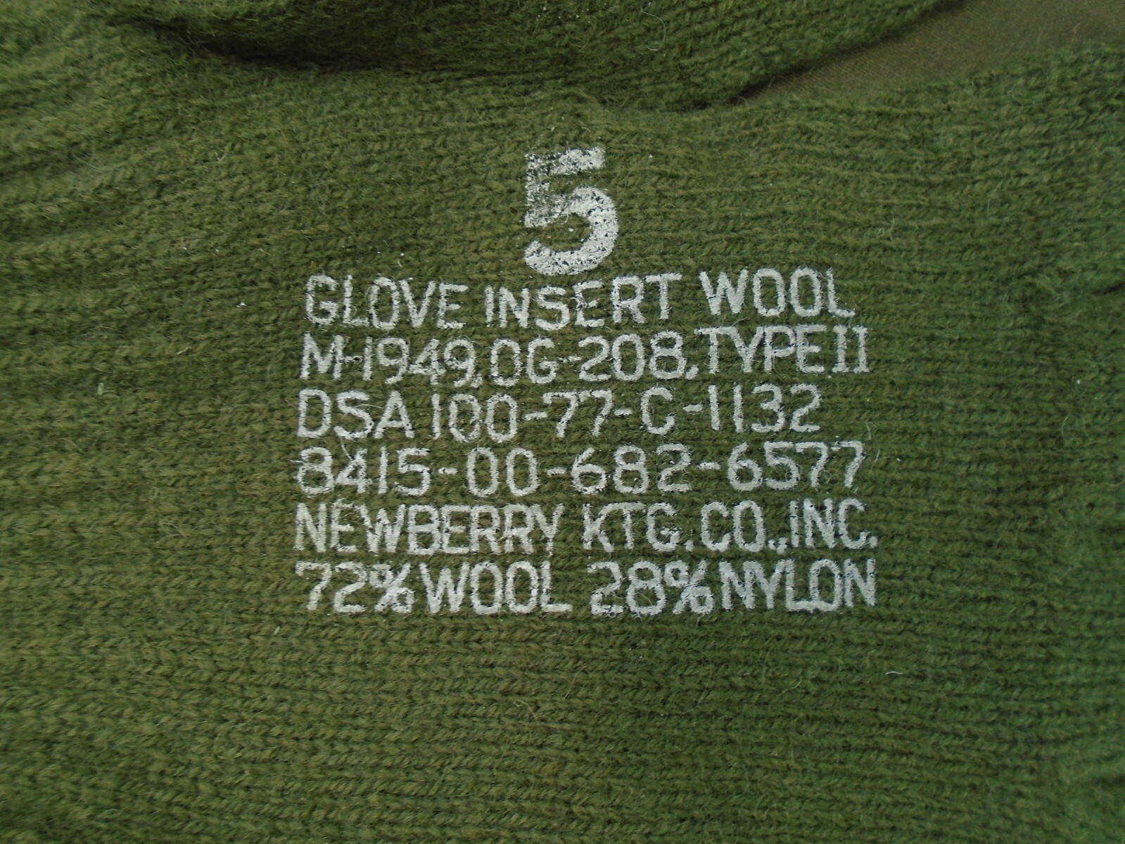 USGI US Military Glove Inserts Wool Gloves M1949 Size 5 Large 1977 New 36A eBay